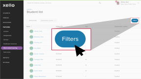 Work-based learning student list page. The cursor is clicking the Filters button